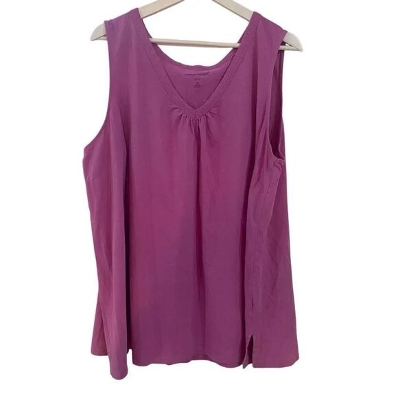 Woman Within Tops - Woman Within Plus size tank top fushia size 26/28 vneck